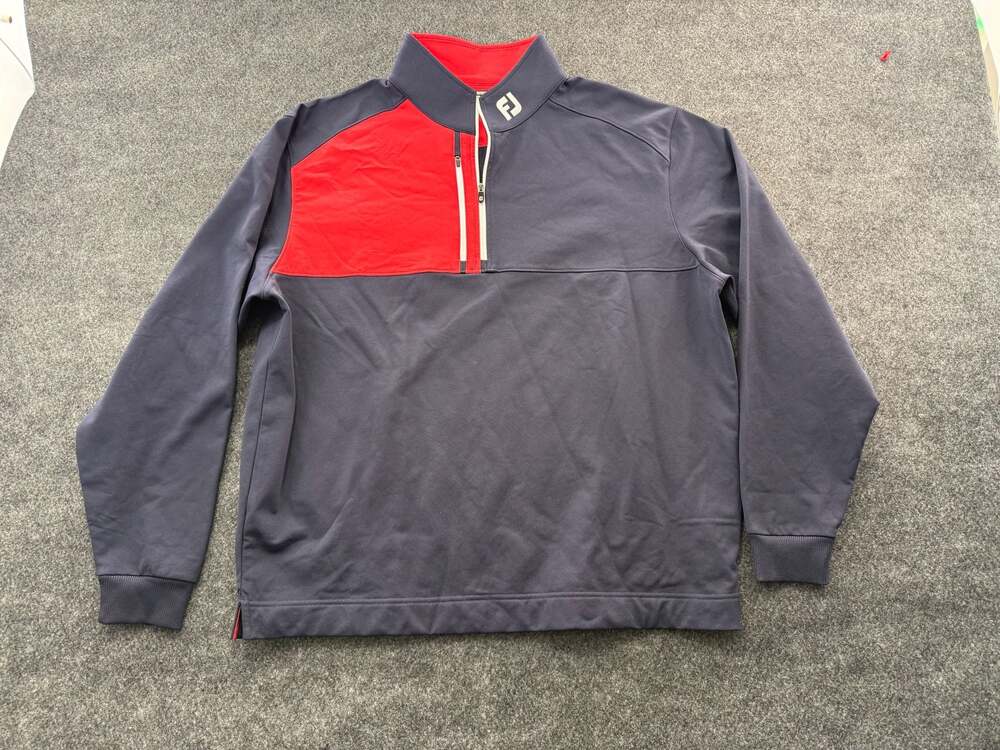 FootJoy Athletic Fit 1/4 Zip Golf Pullover Navy Red Size 2XL